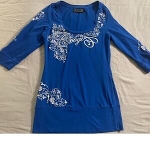 COOGI royal blue scripted top SZ L